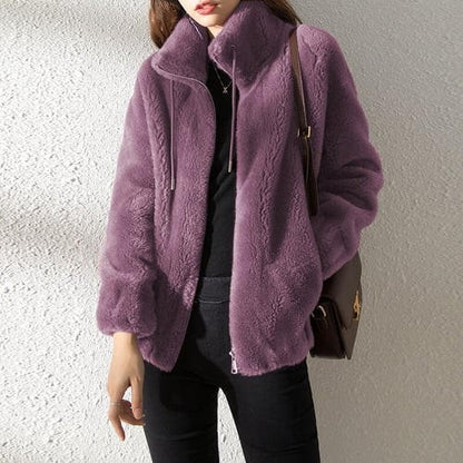 Belro high collar fur down jacket with plush fur trim and quilted design, ideal for cold weather warmth and stylish winter wear.