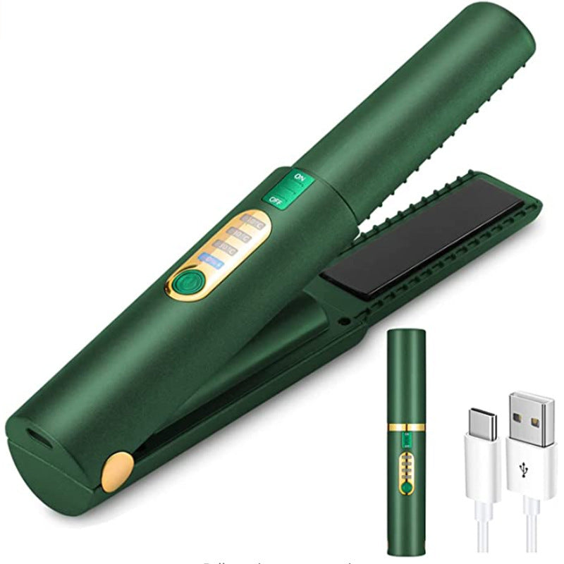Mini wireless travel hair iron by Belro with USB charging, compact design for quick styling on the go.