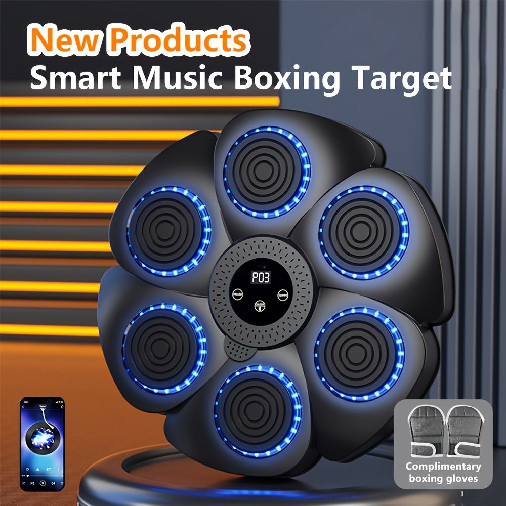 Belro wireless music boxing machine with USB recharge feature, mounted on wall target for men's fitness training.