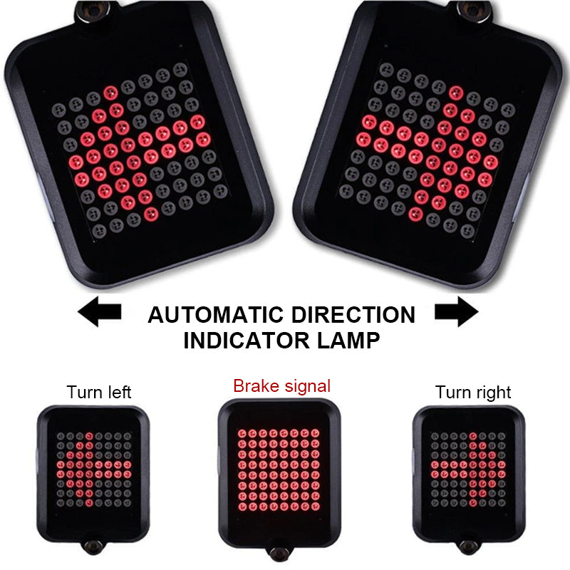 Belro intelligent LED bicycle blinkers worn on men's clothing, featuring bright, adjustable lights for cycling safety.