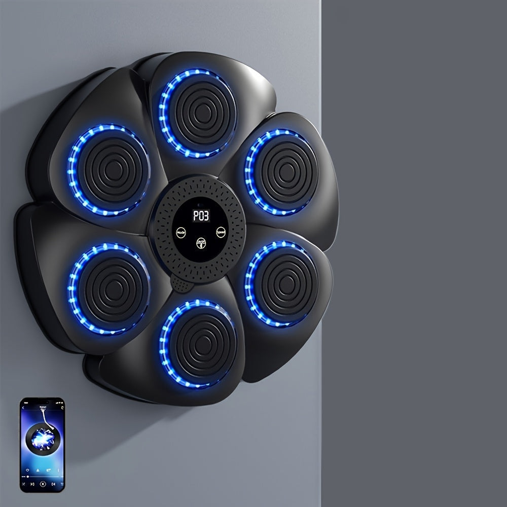 Wireless Music Boxing Machine by Belro, USB rechargeable wall target for men, shown mounted on a wall with boxing targets.