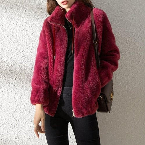 Belro high collar fur down jacket, stylish winter coat with plush fur collar and insulated design for cold weather.