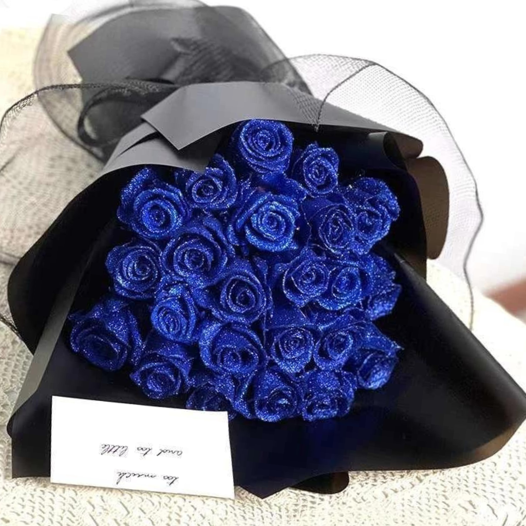 Men's clothing by Belro featuring glittering rose embroidery on fabric, showcasing a stylish and decorative design.