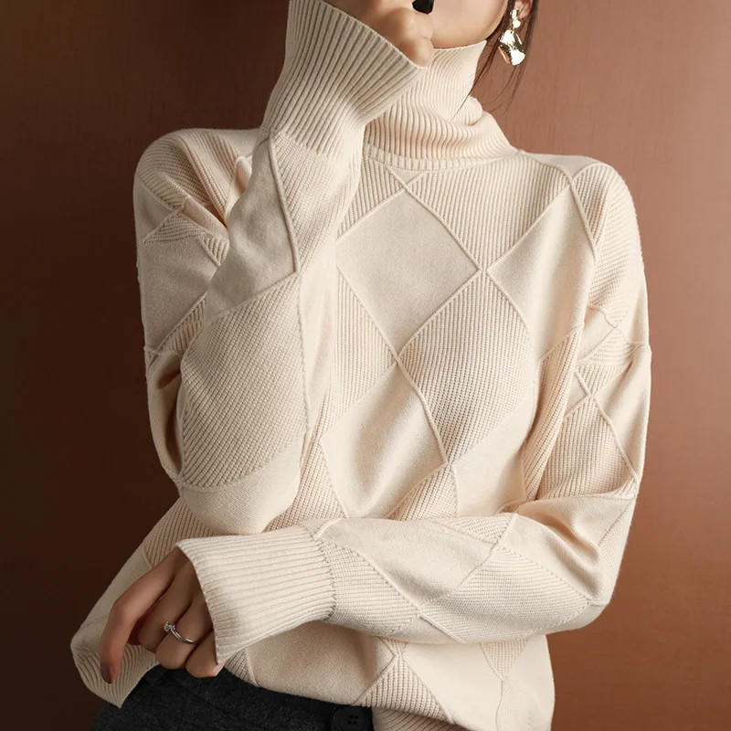 Plain cashmere roll neck sweater by Belro, showcasing soft fabric and classic fit in a close-up view.