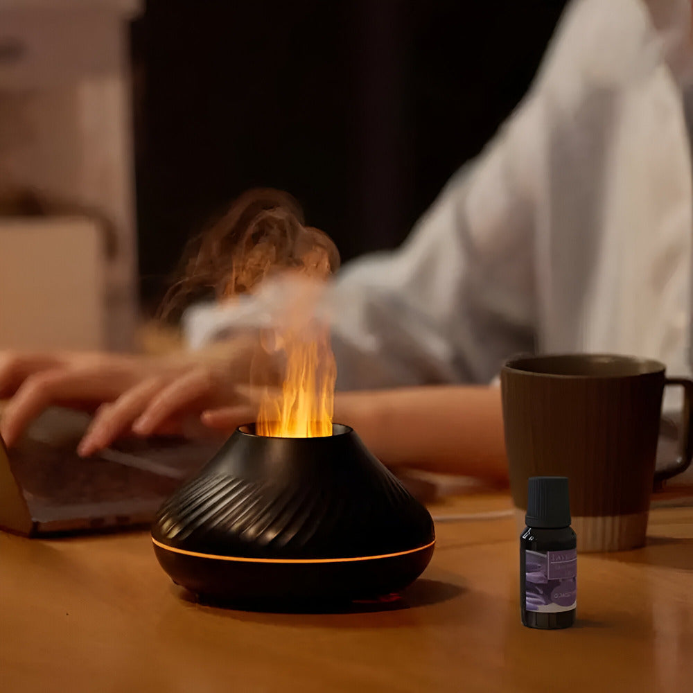 Belro ultrasonic aroma diffuser and humidifier for aromatherapy, showing sleek design and mist output in a health and beauty setting.