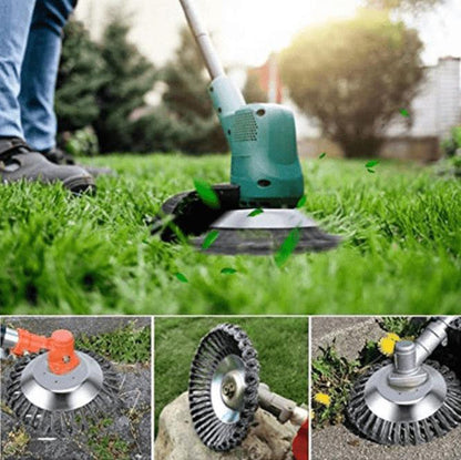 Belro weeding brush cutter head attachment for men’s clothing, featuring durable bristles for garden weed removal.