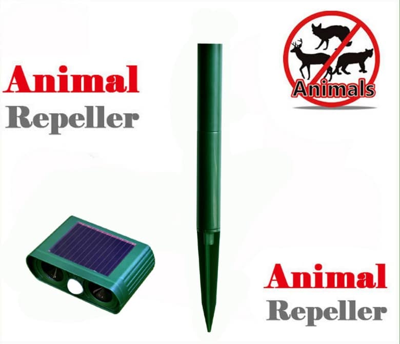 Belro solar-powered ultrasonic animal repellent with outdoor design, used for pest control in home and garden settings.