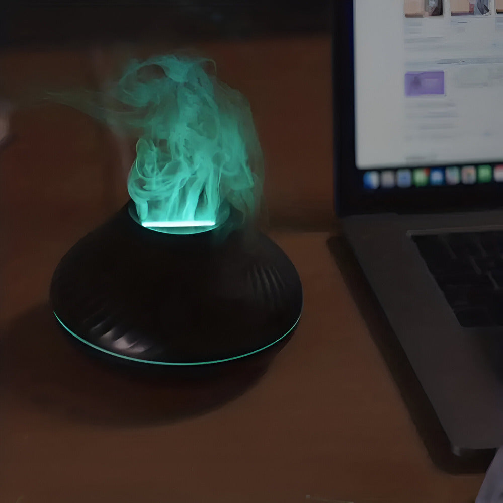 Belro ultrasonic aroma diffuser and humidifier for aromatherapy, with a sleek white design and mist emitting from the top.