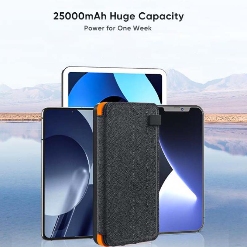 Belro 25000mAh solar power bank with quick charge capability, portable electronic device for charging on the go.