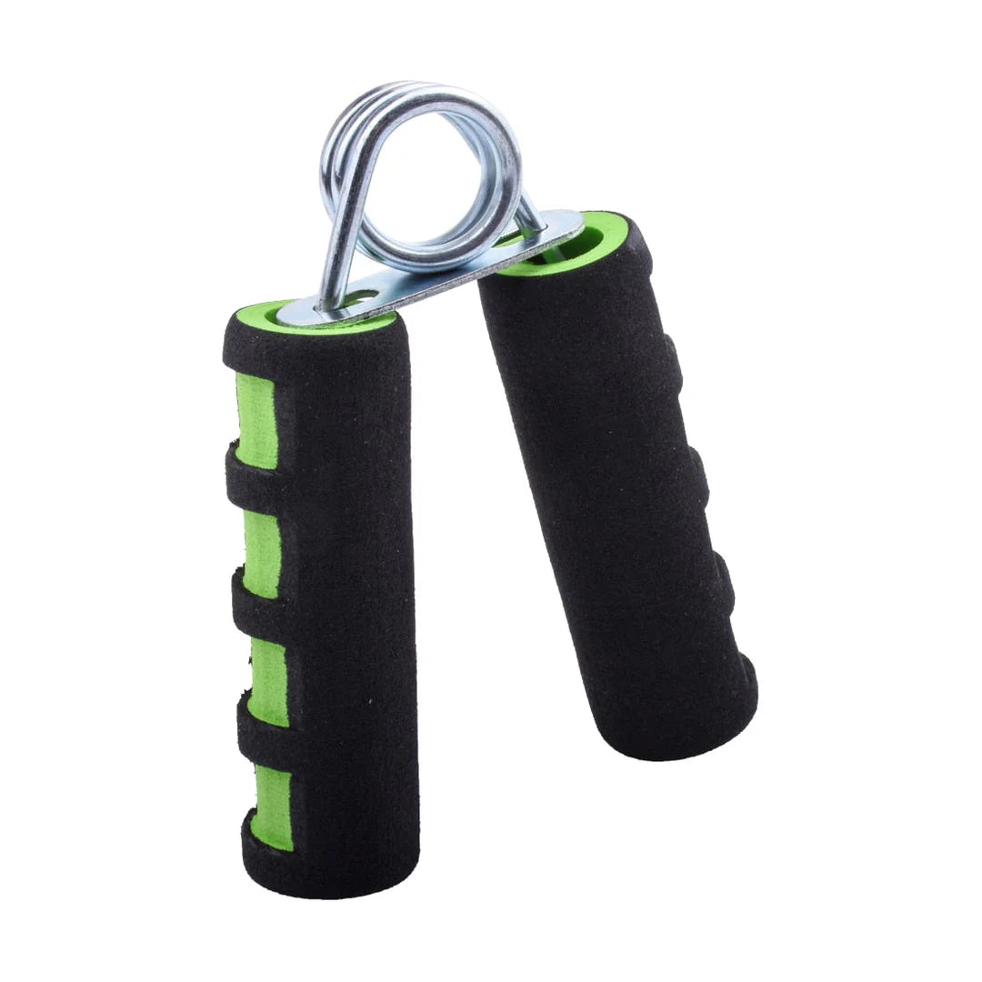 Belro Strong Grip hand trainer for fitness and relaxation, shown in a men's clothing setting with adjustable handles.