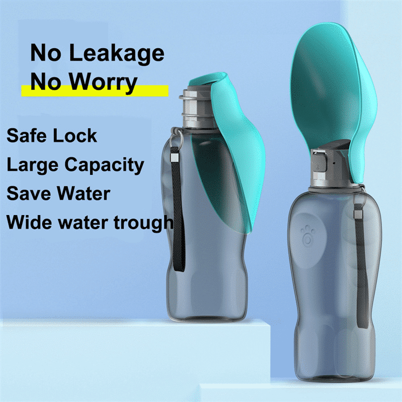 Belro travel water bottle for dogs with foldable leak-proof bowl, large 27.05oz capacity, portable pet water feeding accessory