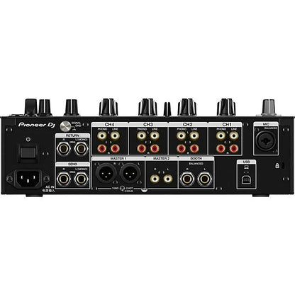 Casavibeo Pioneer DJ DJM-750MK2 4-channel DJ mixer with effects and rekordbox, showing controls and colorful LED displays.