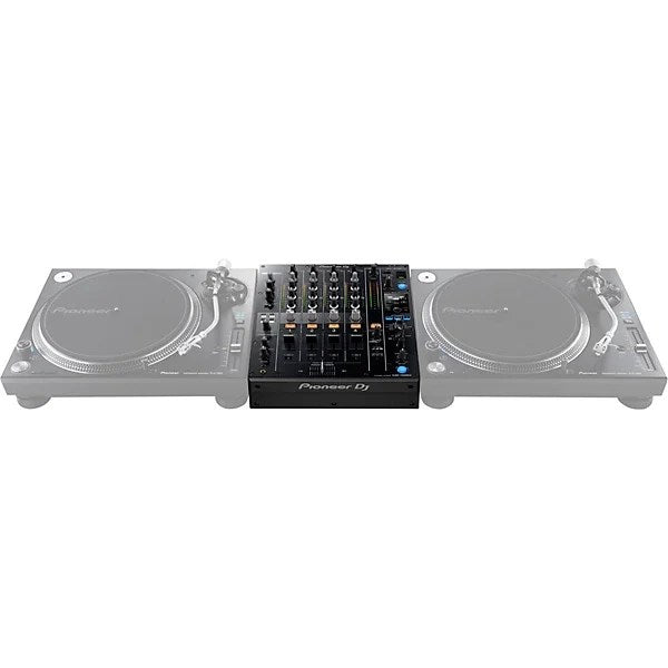 Pioneer DJ DJM-750MK2 4-channel DJ mixer with effects and rekordbox, shown with control knobs and digital display