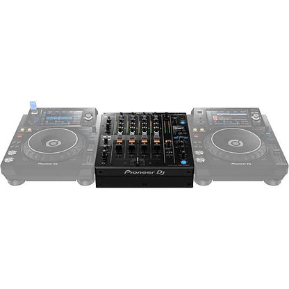 Casavibeo Pioneer DJ DJM-750MK2 4-channel DJ mixer with effects and rekordbox, showing the mixer’s controls and interface.