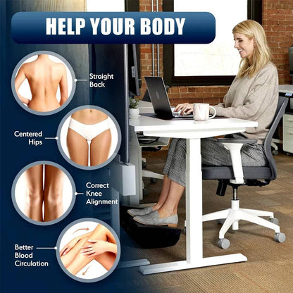Belro under desk foot cushion rest for ergonomic support, designed to improve comfort while sitting at a desk.