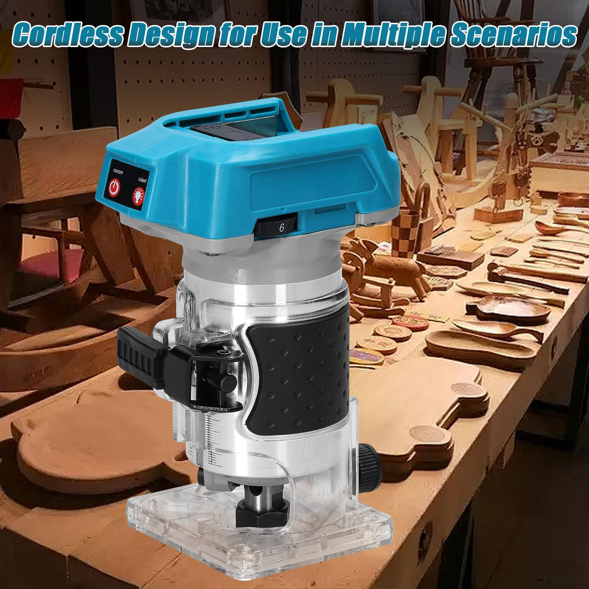 Belro wood router tool with adjustable base and motor, ideal for precise woodworking and detailed edge routing.