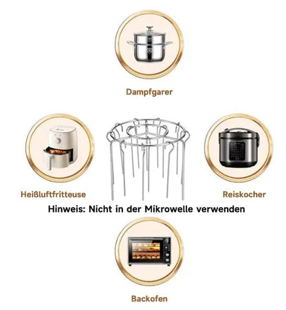Mivoza kebab grill for air fryers with skewers, even cooking, rotisserie, and BBQ flavor for delicious grilled kebabs.