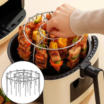 Mivoza kebab grill for air fryers with skewers, even cooking, perfect for BBQ flavor and rotisserie-style grilling.