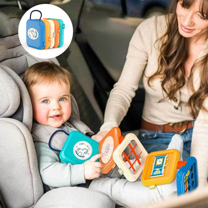 Colorful Belro Montessori multifunctional activity toy for babies, featuring various shapes and textures for early learning and development.