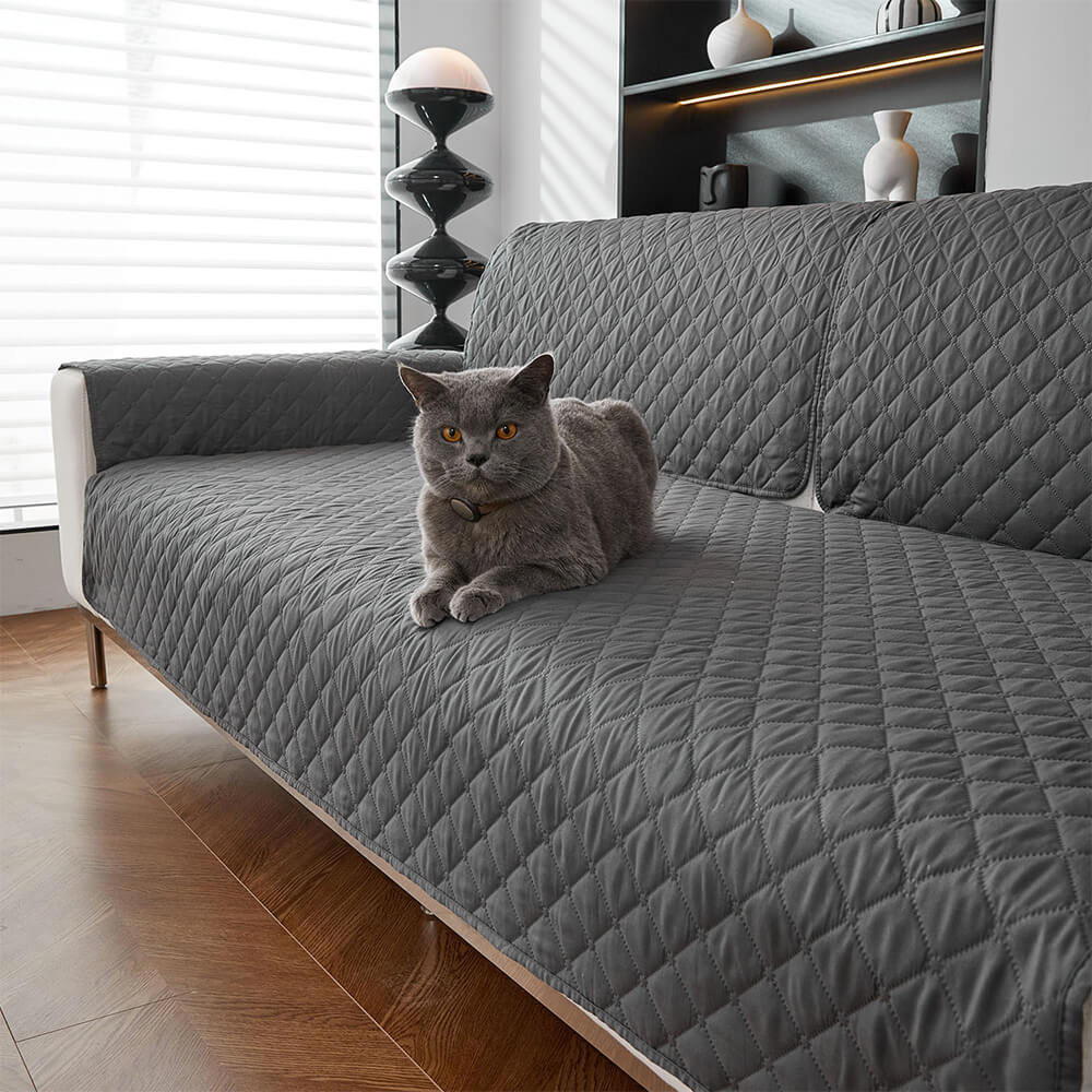 Belro waterproof pet sofa cover in beige, showing durable, non-slip fabric with reinforced edges on a sofa.