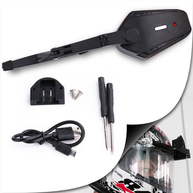 Belro motorcycle helmet windscreen wiper attached to a helmet, designed for clear visibility and wind protection during rides.