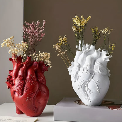 Heart-shaped vase made of bamboo and wood by Belro, featuring a natural, rustic design perfect for home decor.