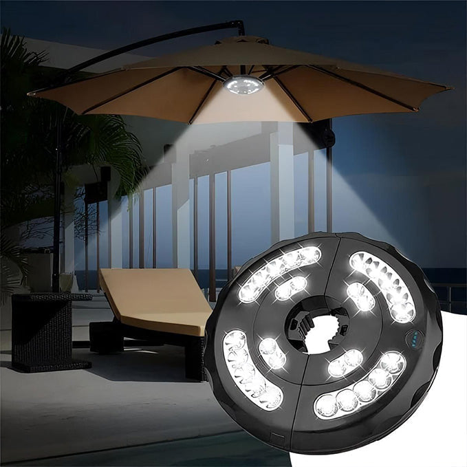 Belro umbrella accessory with built-in lighting for parasols, ideal for enhancing outdoor shade and ambiance.