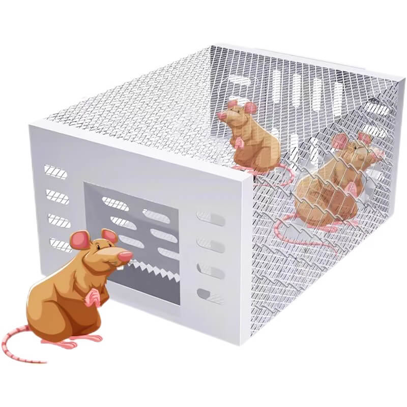 Belro self-activating mouse trap set outdoors in a garden, designed for pest control to catch mice effectively.