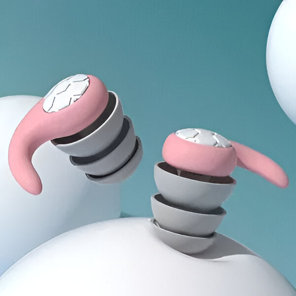 Belro silicone noise-canceling earplugs for health and beauty, showing smooth, soft silicone tips in a close-up view.