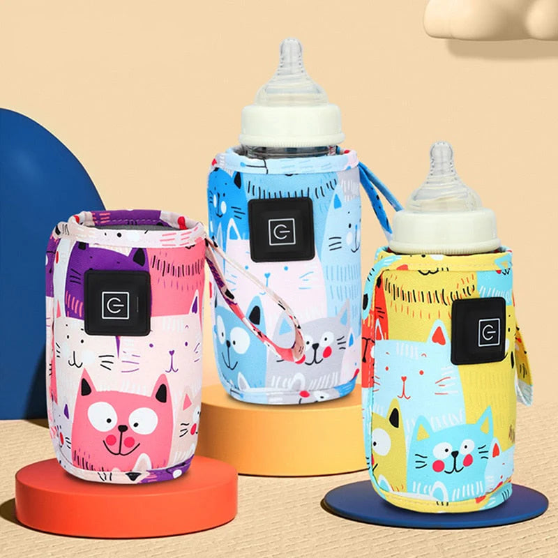Belro mobile bottle warmer for baby and kids, showing a compact device warming a baby bottle for feeding.