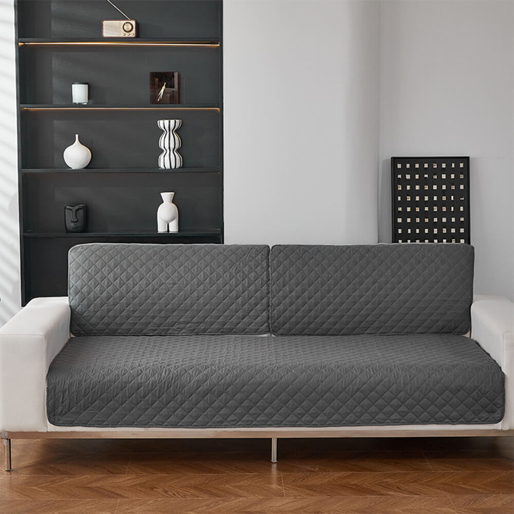 Belro waterproof pet sofa cover with non-slip backing, protecting fabric on a modern living room sofa.