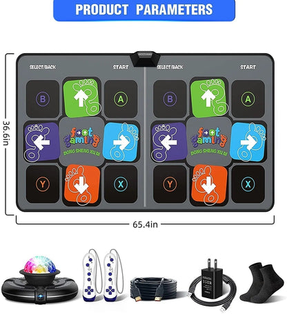 Colorful dance mat for children by Belro, featuring a vibrant design with multiple buttons and a playful gaming interface.