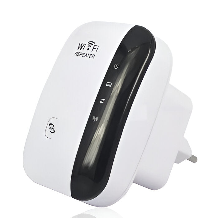 Belro powerful WiFi repeater connected to a router, illustrating strong wireless signal extension for improved internet coverage.