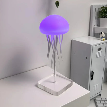 Colorful Dancing Jellyfish Lamp by Belro in outdoor garden setting, featuring flowing, illuminated jellyfish design for home decor.
