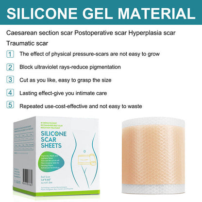 Belro silicone scar tape roll used for scar healing and skin care in health and beauty first aid treatments.