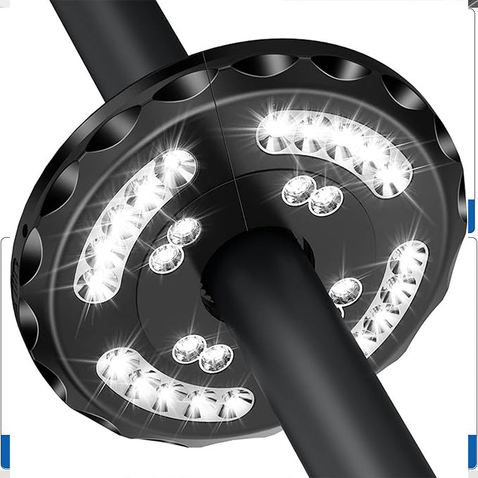 Belro umbrella accessory with integrated LED lighting for parasols, featuring a sleek design and adjustable brightness.