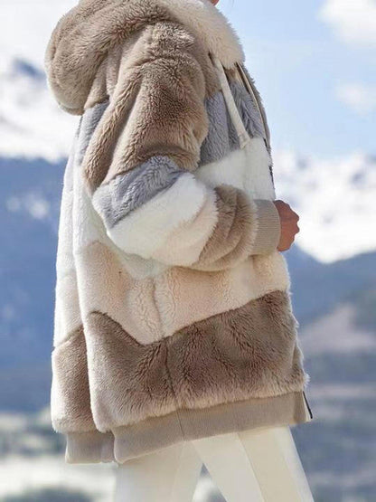Multicolored hooded coat by Belro featuring a vibrant, multicolor design with a cozy hood, perfect for casual outdoor wear.