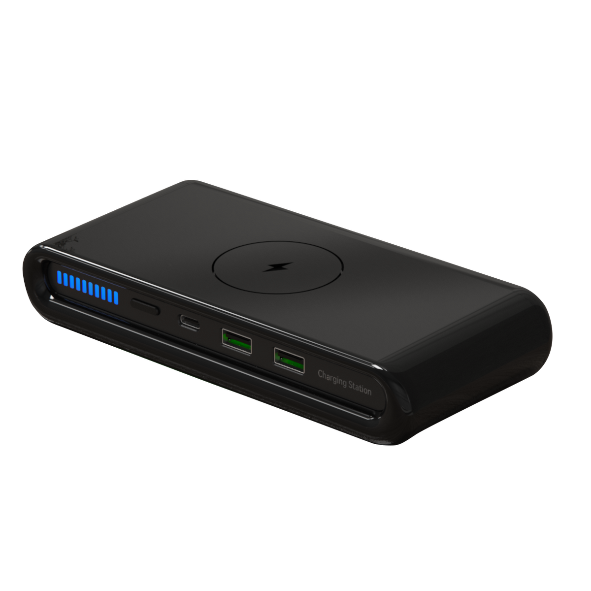 Mivoza Deutschland 4-in-1 wireless charging station with multiple device charging ports and integrated desk organizer.