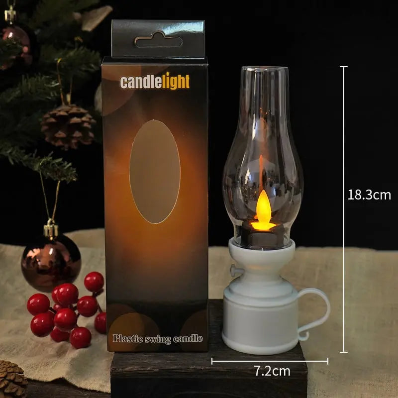 Mivoza LED lantern emitting warm light, battery-powered outdoor safe decorative lamp for home and garden lighting.