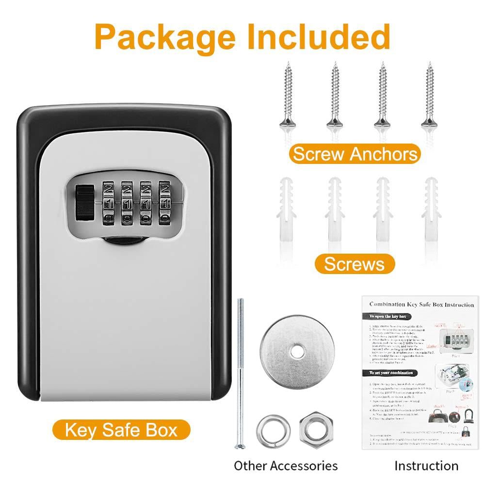 Belro lock box for keys, outdoor security storage container, weather-resistant metal box for key safekeeping.