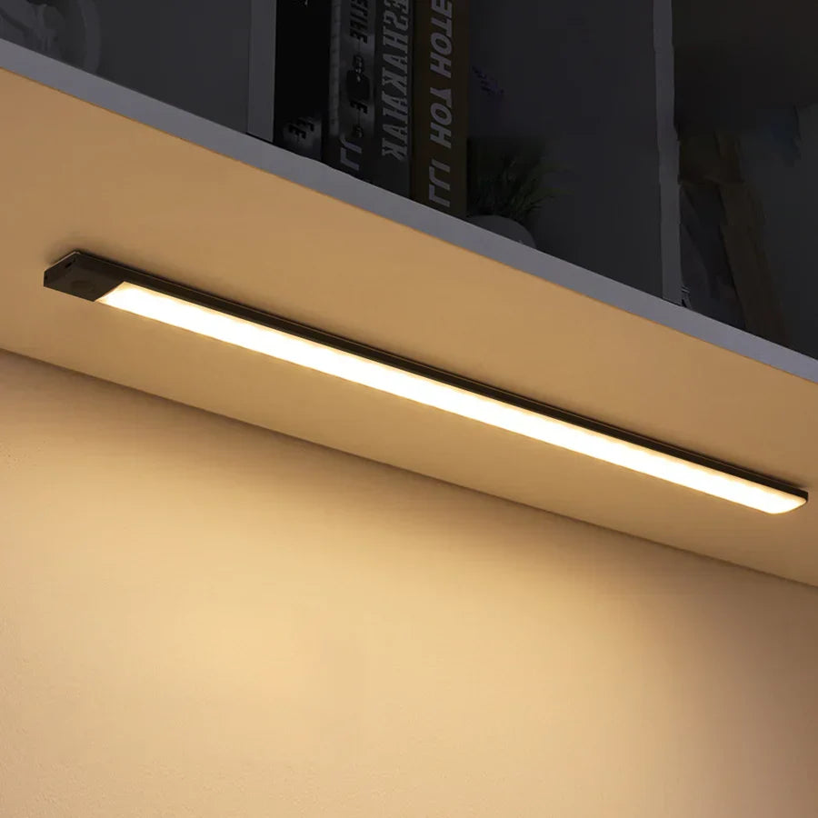 Belro motion sensor closet cabinet light mounted inside a cabinet, providing automatic illumination for home storage spaces.