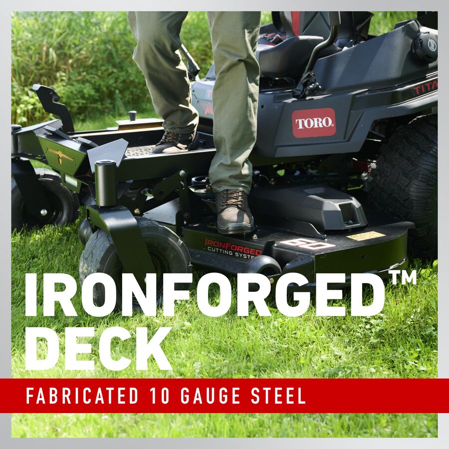 Toro TITAN® MAX Havoc™ Edition 60-inch zero-turn mower with 26 HP engine and 747cc engine, shown in a large outdoor yard setting.