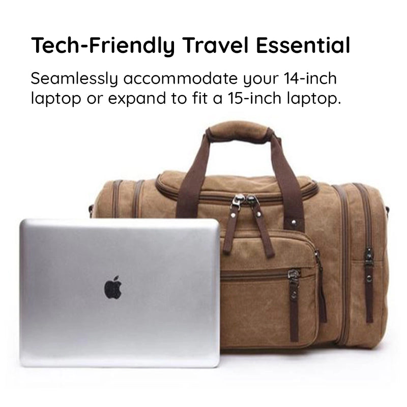 Belro large capacity canvas travel duffel bag with laptop compartment, durable design, ideal for trips and weekend travel.