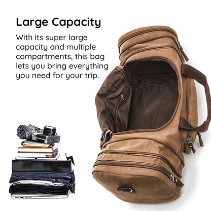 Belro large capacity canvas travel duffel bag with sturdy handles and spacious interior for luggage and travel essentials.