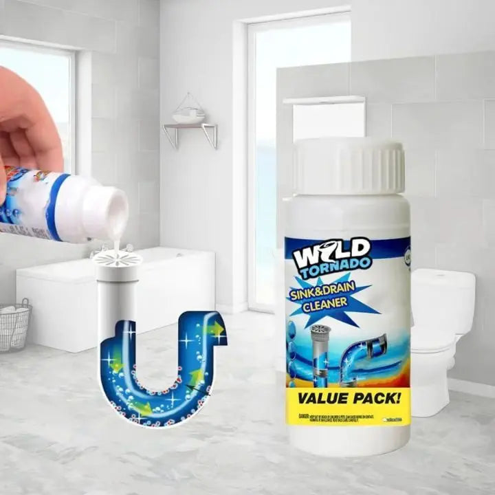 Mivoza powerful drain cleaner removes grease, hair, and blockages from kitchen drains without damage.