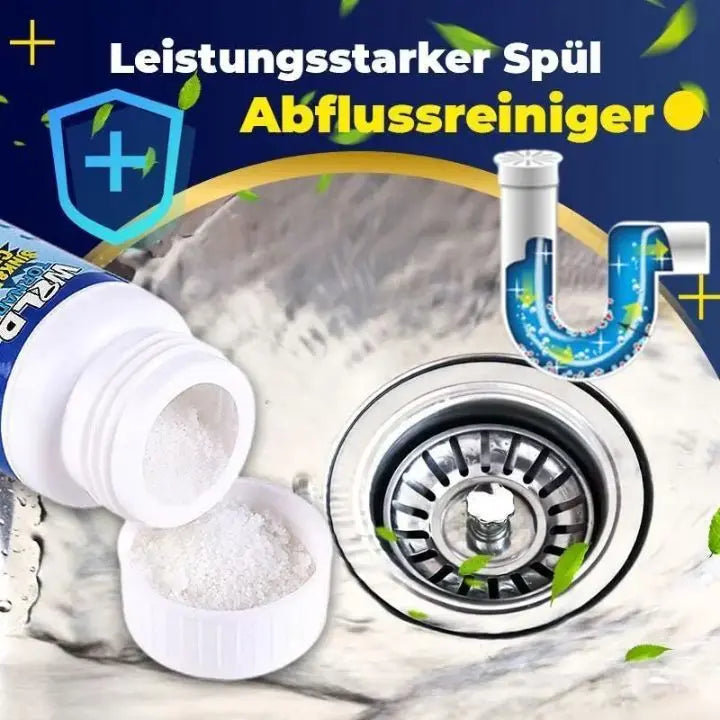 Mivoza powerful drain cleaner bottle, designed to remove grease, hair, and blockages from kitchen and bathroom drains.