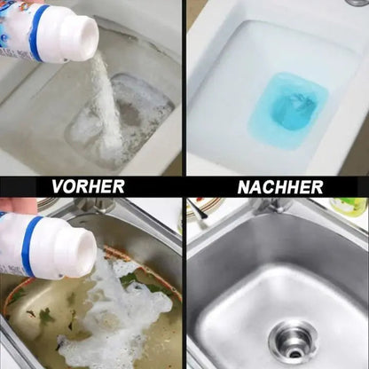 Mivoza powerful drain cleaner bottle designed to remove grease, hair, and blockages from kitchen and bathroom drains.