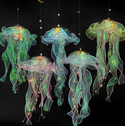 Color-changing LED jellyfish decorative light by Mivoza, hanging ambient night lamp with glowing, atmospheric underwater-inspired design.