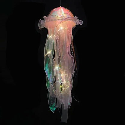 Color-changing glowing jellyfish decorative light by Mivoza, hanging LED lamp creates ambient mood lighting for home and garden.