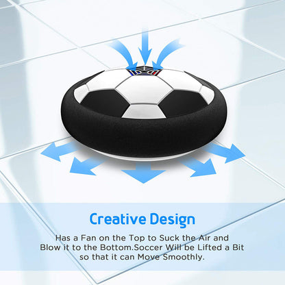 Two Belro hover ball soccer toys for outdoor play, featuring lightweight design and colorful accents, perfect for active kids.